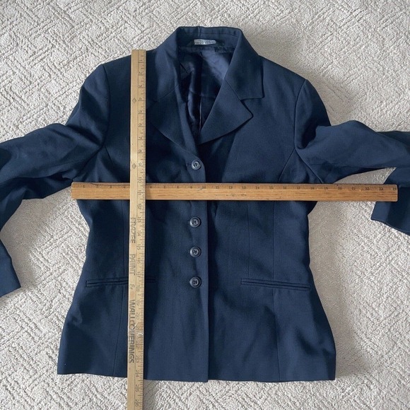 Laura Ashley Navy Blue Pure Wool Blazer Size 10 Medium 5 Button Vintage EU 40 - Picture 8 of 10